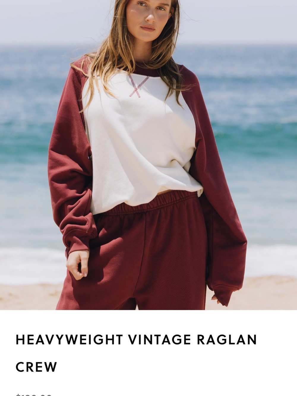 Daily Drills Heavyweight Vintage Raglan Crew - White & Burgundy